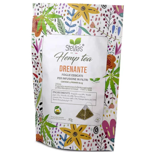 HempTea Tisana Drenante con Canapa & Stevia contiene 15 filtri da 30g - Bio  Mondo